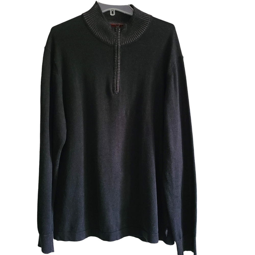 WOOLRICH Henley Wool Blend Long Sleeve Sweater Dark Gray 13052BHR‎ Men's XL